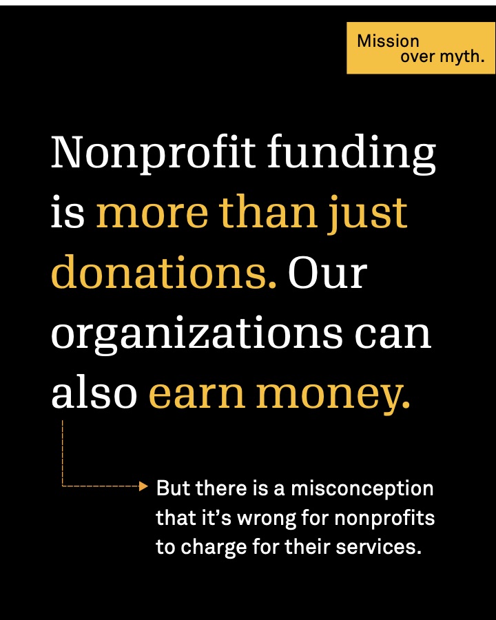 First slide of the Mission over myth carousel: Nonprofit funding is more than just donations.